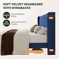 thumbnail image 6 of Einfach King Bed Frame, Upholstered Platform Bed with Wingback Headboard, No Box Spring Required, Dark Blue, 6 of 10
