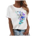 thumbnail image 1 of Gibobby Camisetas Mujer Baratas Manga Corta Mujer Top Butterfly imprimir O cuello manga corta suelto Casual Top(Blanco,XL), 1 of 4