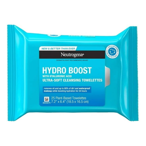 Toallitas desmaquillantes Neutrogena Hydro Boost ácido hialurónico 25 pzas