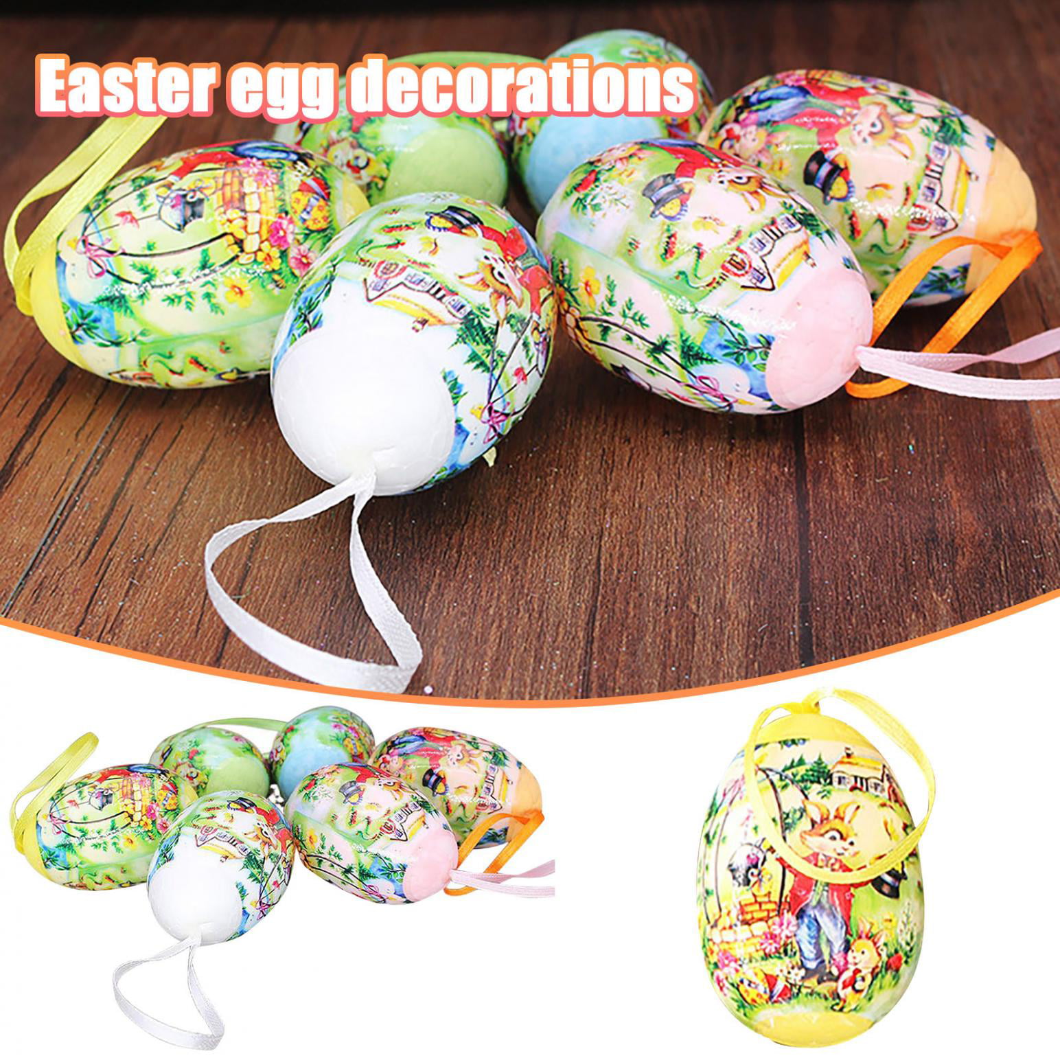 Easter Decorations 6 Pcs Easter Eggs Ornament Set for Home Home Party Ornaments and Easter Trees Easter Hanging Eggs 