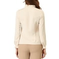 thumbnail image 3 of INSPIRE CHIC Women's Elegant Long Sleeve Blouse Ruffle Tie Neck Business Work Top XS Apricot, 3 of 7