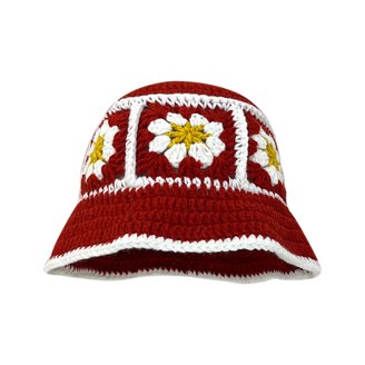 Huhudde Adult Crochet Bucket Hat Handmade Ruffled Brim 