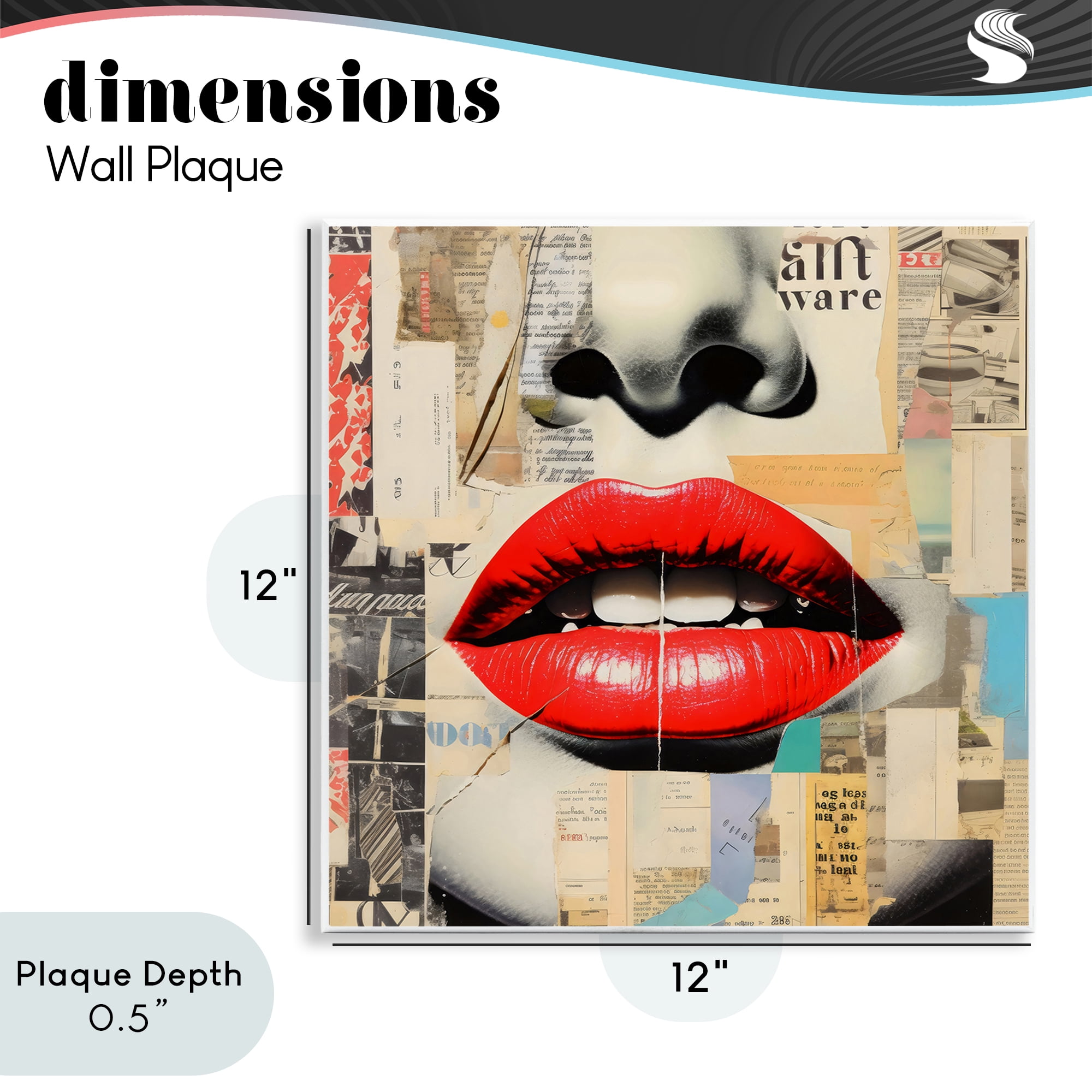 Stupell Industries Fashion Collage with Scarlet Lips Wall Plaque Art, design by Creative Studio