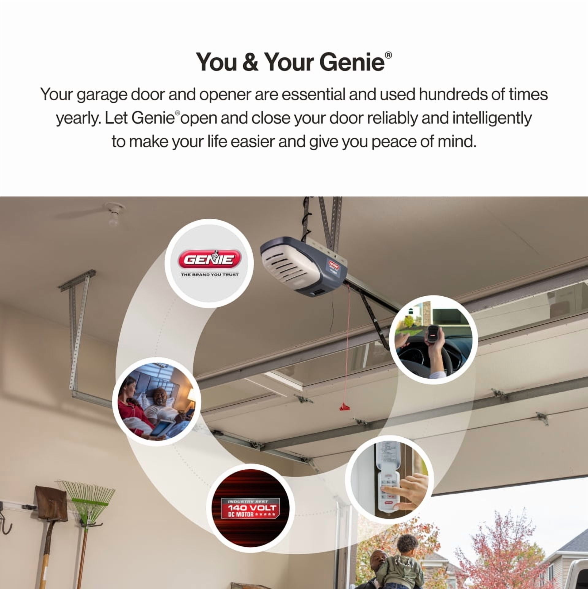 Genie SilentMax 1000 Garage Door Opener, 140V DC with 2 Remotes