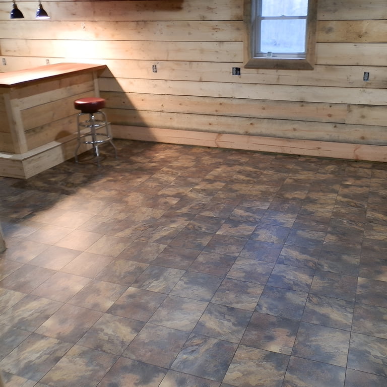 Greatmats Max Tile Interlocking Floor Tiles - 20 Pack Walnut Wood Grain For Basements & Commercial Use