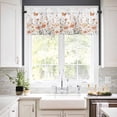 thumbnail image 3 of Pink Flower Kitchen Curtains and Valances Set, Watercolor Butterfly Wildflower Vintage Plant Rod Pocket Window Valance Window Curtain Panels for Living Room Bedroom Laundry, 27.5x24in, 3 Pieces, 3 of 7