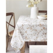 Camilla Branches Twigs Leaves Browns Gold White Textured Fabric Benson Mills (52 x 70 Rectangle)