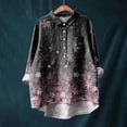 thumbnail image 2 of WTOBBY Women's Button Up Shirt with Long Sleeves and Vintage Floral Print, Irregular Hem Design for Unique Look, Shirt Collar Top for Everyday Wear,Wine 2XL, 2 of 5