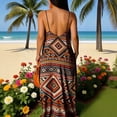 thumbnail image 5 of Lovzfmll Women's Sundress, V-Neck Sleeveless with Spaghetti Straps & Print & Low Back, Bohemian Maxi Dress Brown, S, 5 of 7