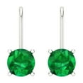 thumbnail image 3 of Clara Pucci 1.5 ct Brilliant Round Cut Drop Dangle VVS1 Genuine Conflict free Green Emerald Solid 18K White Gold Designer Everyday Earrings Lever Back, 3 of 5