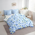 thumbnail image 3 of jejeloiu Ribbon Bow Knot 7pcs Bedding Comforter Set,Blue Flowers Floral Queen Bedding Sets For Kids Reversible, 3 of 8