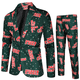 thumbnail image 3 of Gorro navideño de anime para hombre, chaqueta azul y roja, divertido árbol de Navidad, muñeco de nieve, estampado, blazer de un botón, frente abierto, trajes de trabajo de oficina para negocios, 3 of 5
