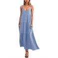 thumbnail image 2 of Spaghetti Straps Women Summer Maxi Dress Casaul Solid V-Neck Backless Cami Dresses with Pockets, 2 of 6