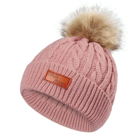 TELOLY 1-11 Years Old For Girls Boys Kids Winter Beanie Hat Warm Knit Thick Ski Cap With Fluff Ball