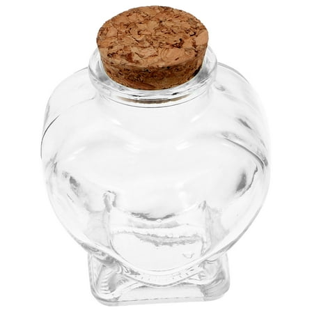 FRCOLOR Glass Heart Shaped Bottle with Wooden Cork for Multi-Functional Home Decor