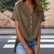 thumbnail image 1 of TaTaai Summer V Neck Casual Top, Women's Half Button Open Front Design, Linen Inspired Short Sleeve Solid Color Shirt Gift, 1 of 9