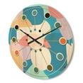 thumbnail image 3 of Designart 'Geometrical Abstract Retro Pattern II' Mid-Century Modern Wood Wall Clock, 3 of 5