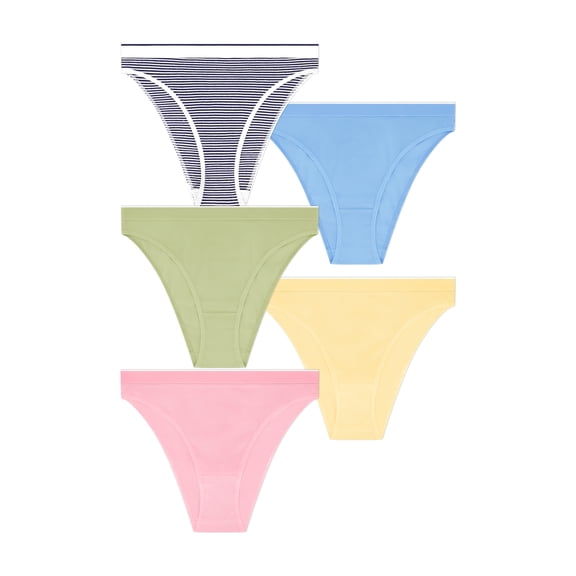 No Boundaries Stretch Ribbed Hi Cut Cheeky Underwear, 5-Pack, Women's XS-XXXL