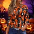 thumbnail image 2 of DORKASM Halloween T-Shirt for Women Crew Neck 3/4 Sleeve Pumpkin Skeleton Casual Shirts 2026 Spider Web Spider Funny Tee Fall Skull T Shirt Orange 2XL, 2 of 5