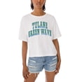 thumbnail image 3 of Women's Gameday Couture White Tulane Green Wave Claim To Fame Boxy Cropped T-Shirt, 3 of 5