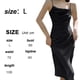thumbnail image 2 of Vestido con tirantes para mujer, falda delgada plisada con abertura de temperamento de color sólido y tirantes, negro, L, 2 of 6
