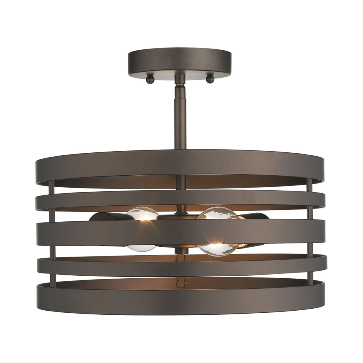 CHLOE Paisley Farmhouse 2 Light Rubbed Bronze Semi-flush Ceiling Fixture 13"