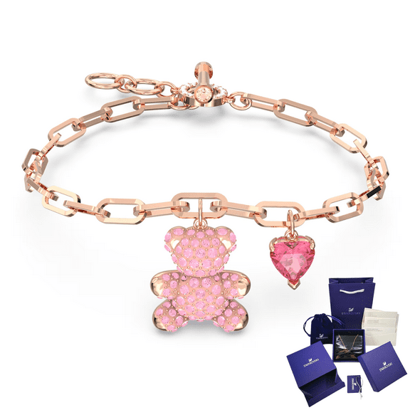 Pulsera Brazalete Teddy Bear Oso Swarovski Oro Rosa Para Mujer+ Kit D Regalo