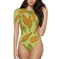 thumbnail image 2 of Goofa Corn Printed Women Rash Guard Short Sleeve,Tummy control Swimsuit Surfing Swimsuit Bathing Suit One Piece Swimsuit UPF 50-Large, 2 of 9