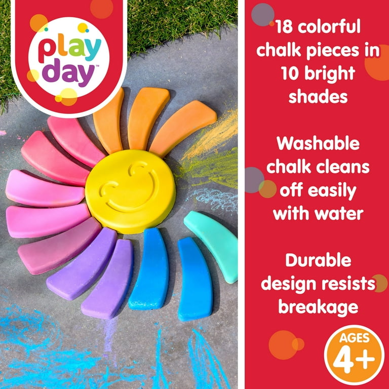 Play Day Sunflower Sidewalk Chalk Set 18-Piece Multicolor