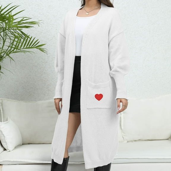 Babysbule Plus Size Womens Sweaters New Arrivals Women's Loose And Lazy Attached Woven Sweater Double Pocket Lantern Sleeve Sweater Cardigan Sweater Coat Clearance Women's Fashion