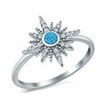 thumbnail image 4 of Cluster Starburst Opal Ring Round Lab Created Blue Opal 925 Sterling Silver Size 6, 4 of 6