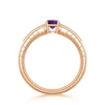 thumbnail image 2 of ANGARA Natural 0.45 Ct. Amethyst with Diamond Side Stones Ring in 14K Rose Gold for Women (Ring Size: 6.5), 2 of 7