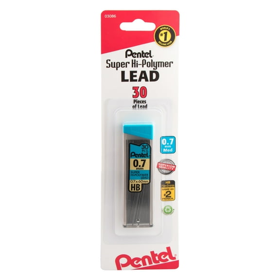Super Hi-Polymer Lead Refills, 0.7mm Medium, HB, 30 Pieces
