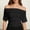 Black, variant on Rove Studio Women’s Off The Shoulder Short Sleeve Top, Ruched Waist Solid Color Blouse, Casual Slim Fit Summer T Shirt For Daily Wear White L
