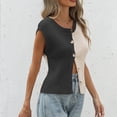 thumbnail image 4 of Stichou Women's Sweater Vest Tops Color Block Button Down 2026 Spring Summer Sleeveless Cardigan Crew Neck Knitted Shirt Black XL, 4 of 6
