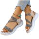 thumbnail image 5 of Sandalias Planas de las Mujeres con Diseño Abierto Del Dedo Del Pie Redondo, Suela Suave Sandalias Elásticas para Primavera Verano Casual, 5 of 8