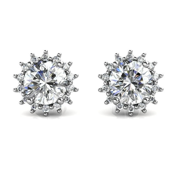 Moissanite by Cate & Chloe Starla 925 Sterling Silver Stud Earrings 1.0TCW for Women, Gift for Her