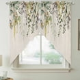 thumbnail image 2 of Eucalyptus Leaves Swag Valances for Windows, Kitchen Curtains 36 Inch Length 2 Panels Set, Green Summer Botanical Rustic Short Curtains for Small Windows Rod Pocket Cafe Curtains Drapes 28"x36", 2 of 8