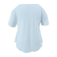 thumbnail image 5 of FRSASU Summer Tops for Women Casual Palace Lock Blouse Eyelet Hollow Out Plus Size Short Sleeve Shirts Sky Blue, 5 of 9