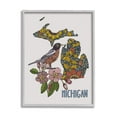 thumbnail image 4 of Stupell Industries Detailed Michigan State Robin Bird & Flower Patterns Graphic Art Gray Framed Art Print Wall Art, Design by Valentina Harper, 4 of 5