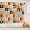 thumbnail image 2 of Colorful Plaid Checkered Flower Kitchen Curtains Retro Multicolored Cute Floral Bathroom Curtains Window Treatment Drapes Funky 70S Cafe Small Bedroom Short Patchwork Curtains 27.5x36 Inch, 2 of 6