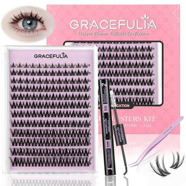 Kit de racimos de pestañas GRACEFULIA Manga Lash Natural, 144 unidades