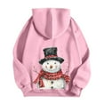 thumbnail image 4 of Fiaer Christmas Hoodie for Women Oversized Full Zip up Snowman Graphic Xmas Hooded Jackets Drawstring Sweatshirts Long Sleeve Relax Fit Pocket Tops Pink M, 4 of 5