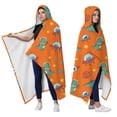 thumbnail image 2 of Wearable Blanket,Orange Cartoon Dinosaurs Rockets Planets Pattern Hooded Wearable Flannel Blanket for Adults & Teens,Winter Poncho Shawl Wrap Cape Cozy Anti-Pill,50"x60", 2 of 5
