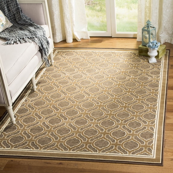 SAFAVIEH Martha Stewart Geometric Quatrefoil Bordered Area Rug, Spud, 5'3" x 7'6"