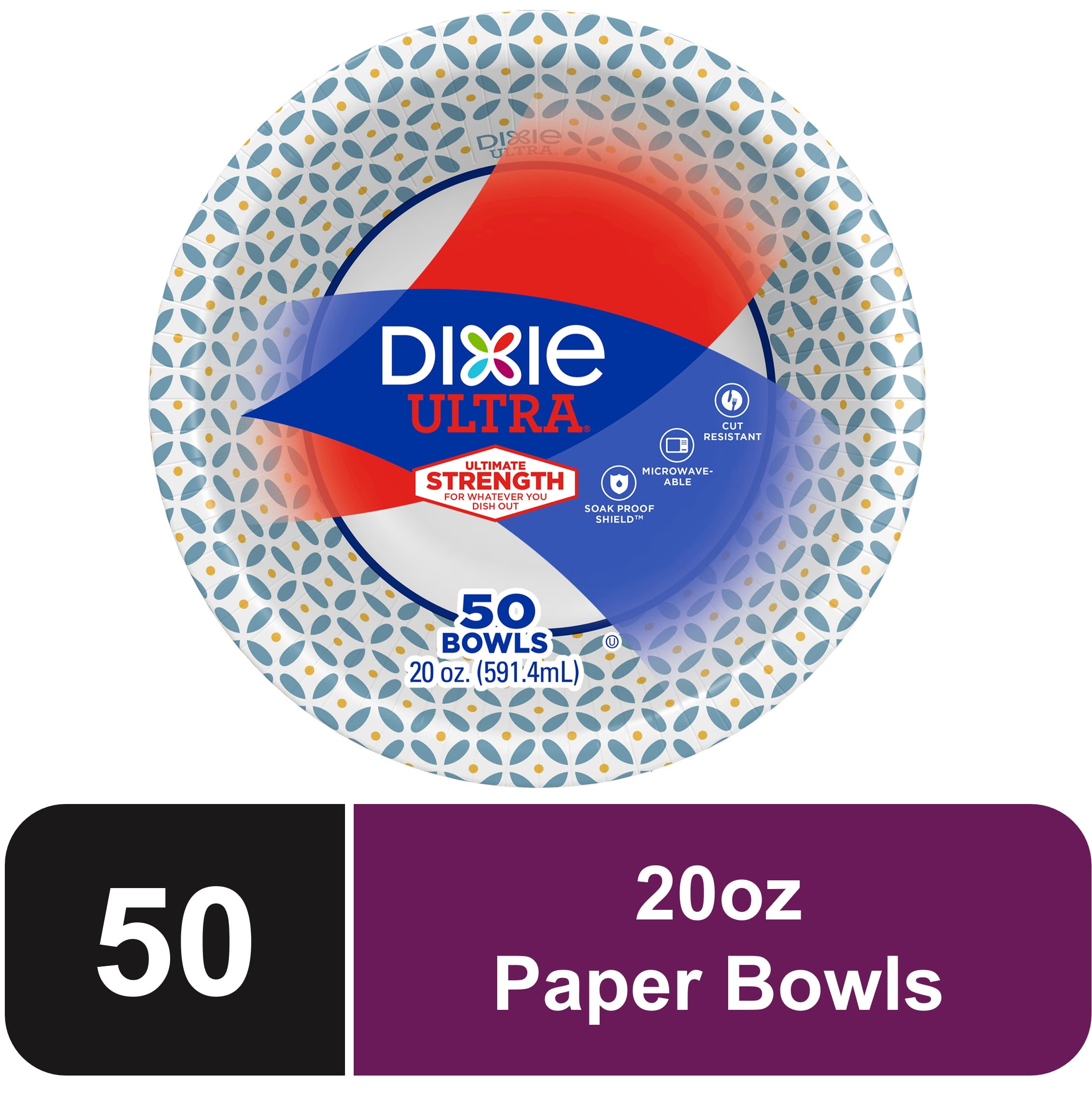 (6 pack) Dixie Ultra Disposable Paper Bowls, 20 Ounce, 50 Count