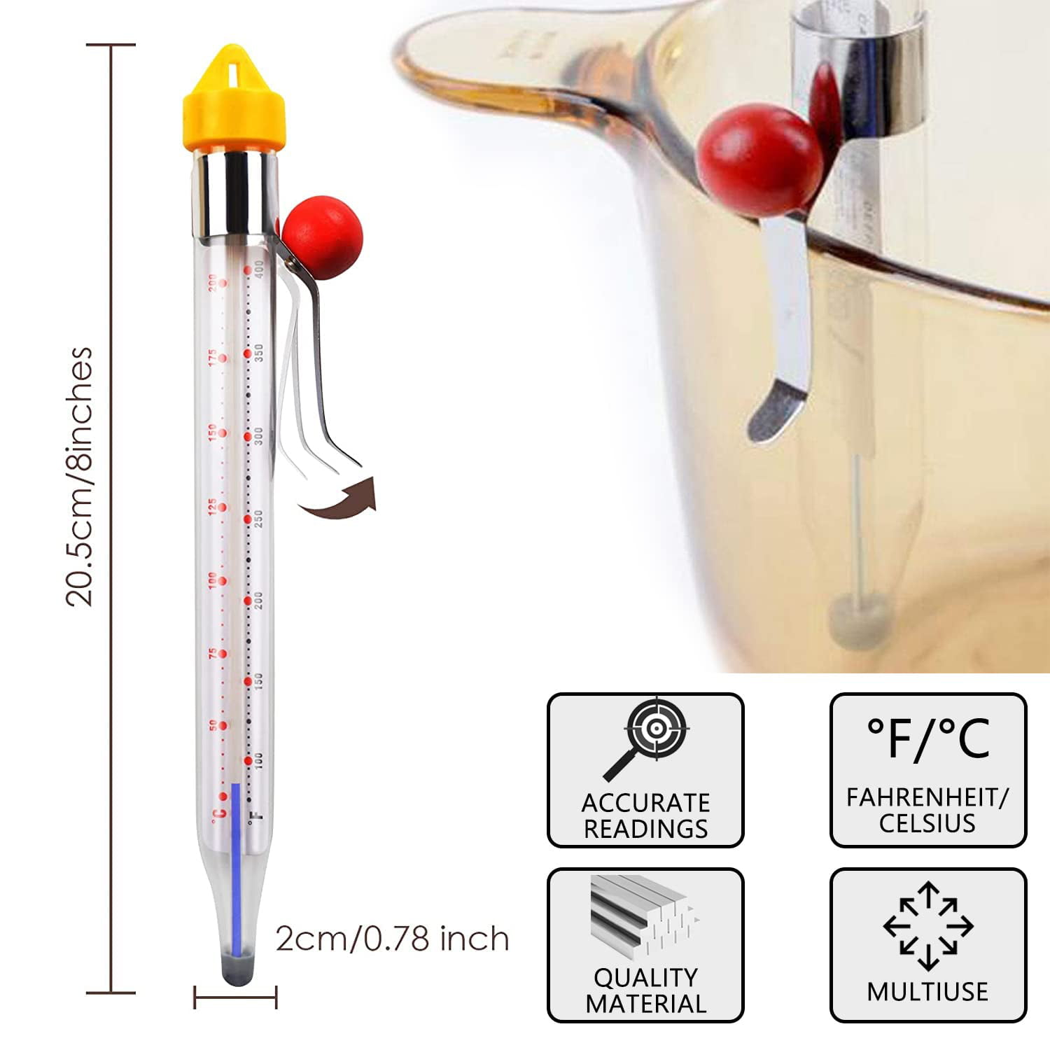 Home Made Sugar Thermometer for Cooking Candy or Jam, Deep Frying and  General Kitchen Use, Stainless Steel, 30.5 cm