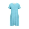thumbnail image 6 of Oksale Cotton Nightgowns for Women Soft Breathable Short Sleeve Mini Pajamas Dress Casual Crewneck Sleepwear Solid Color Loungewear 2025 Light Blue M, 6 of 7
