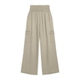 thumbnail image 6 of Elvqul Womens Cargo Pants with Multi Pockets, High Waisted Wide Leg Straight Pants Elastic Waist Quick Dry Casual Baggy Relaxed Fit Athletic Pants for Hiking Climbing, 6 of 6