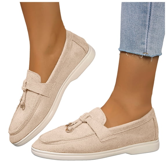 Women's Slip On Suede Loafers Comfortable Lightweight Business Dress Shoes Wide Width Slip On Sneakers Brown Size 6
